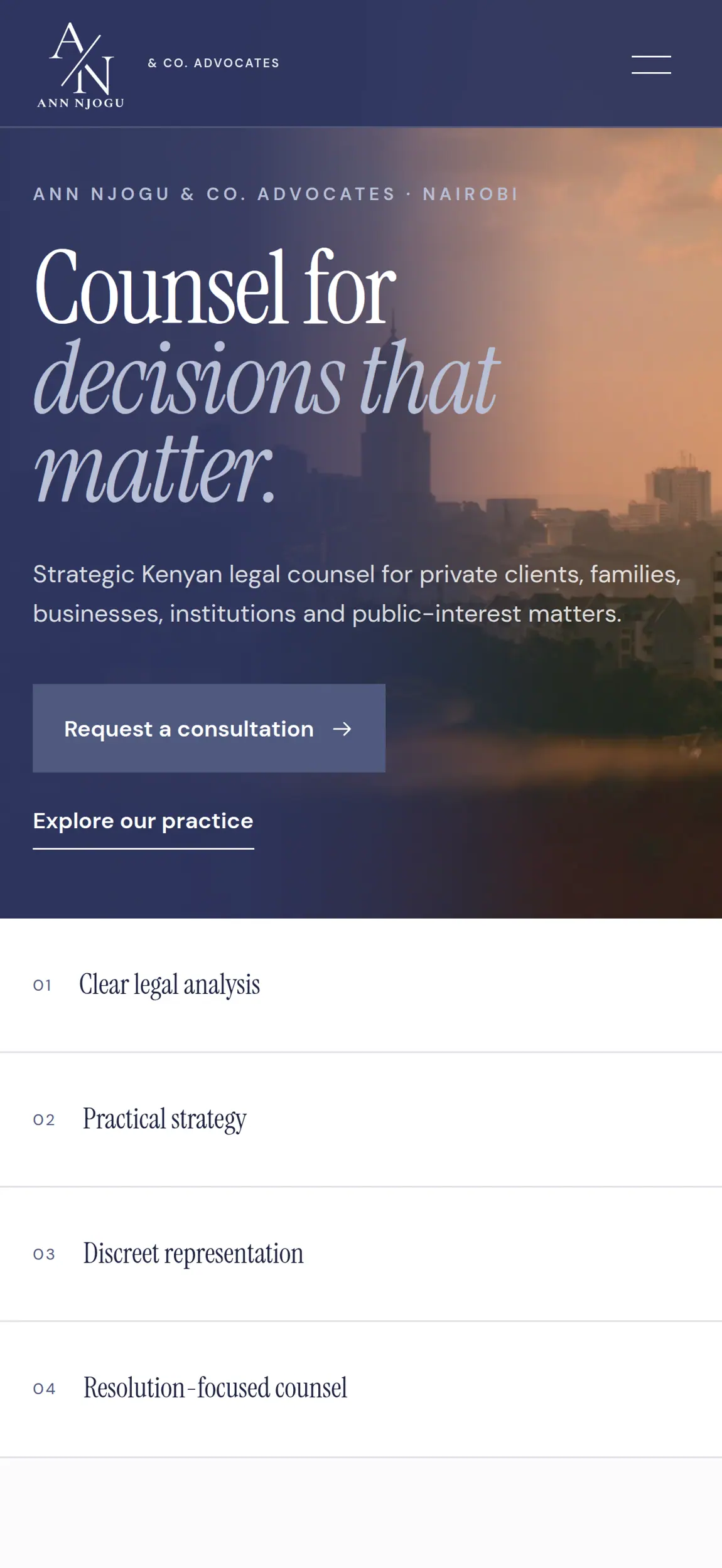 Additional website capture for Ann Njogu & Co. Advocates