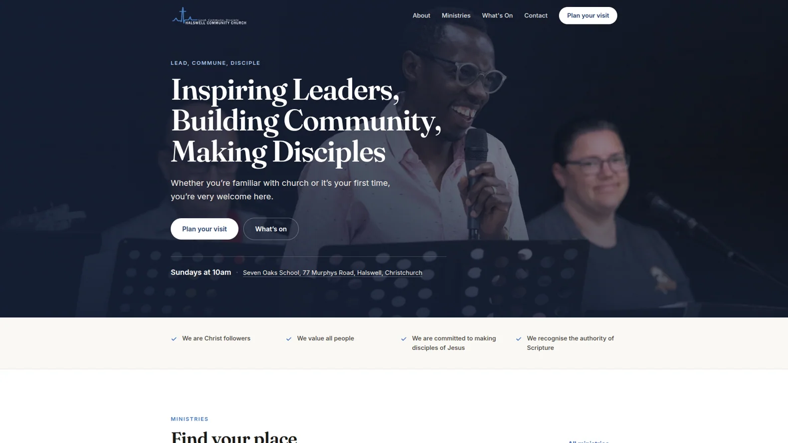 Website screenshot for Halswell Community Church