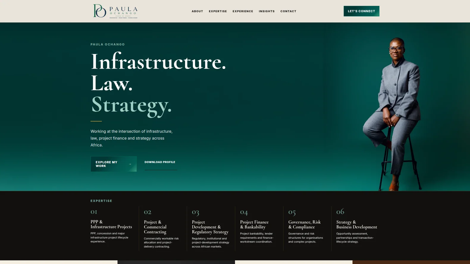 Screenshot of Paula Ochango website